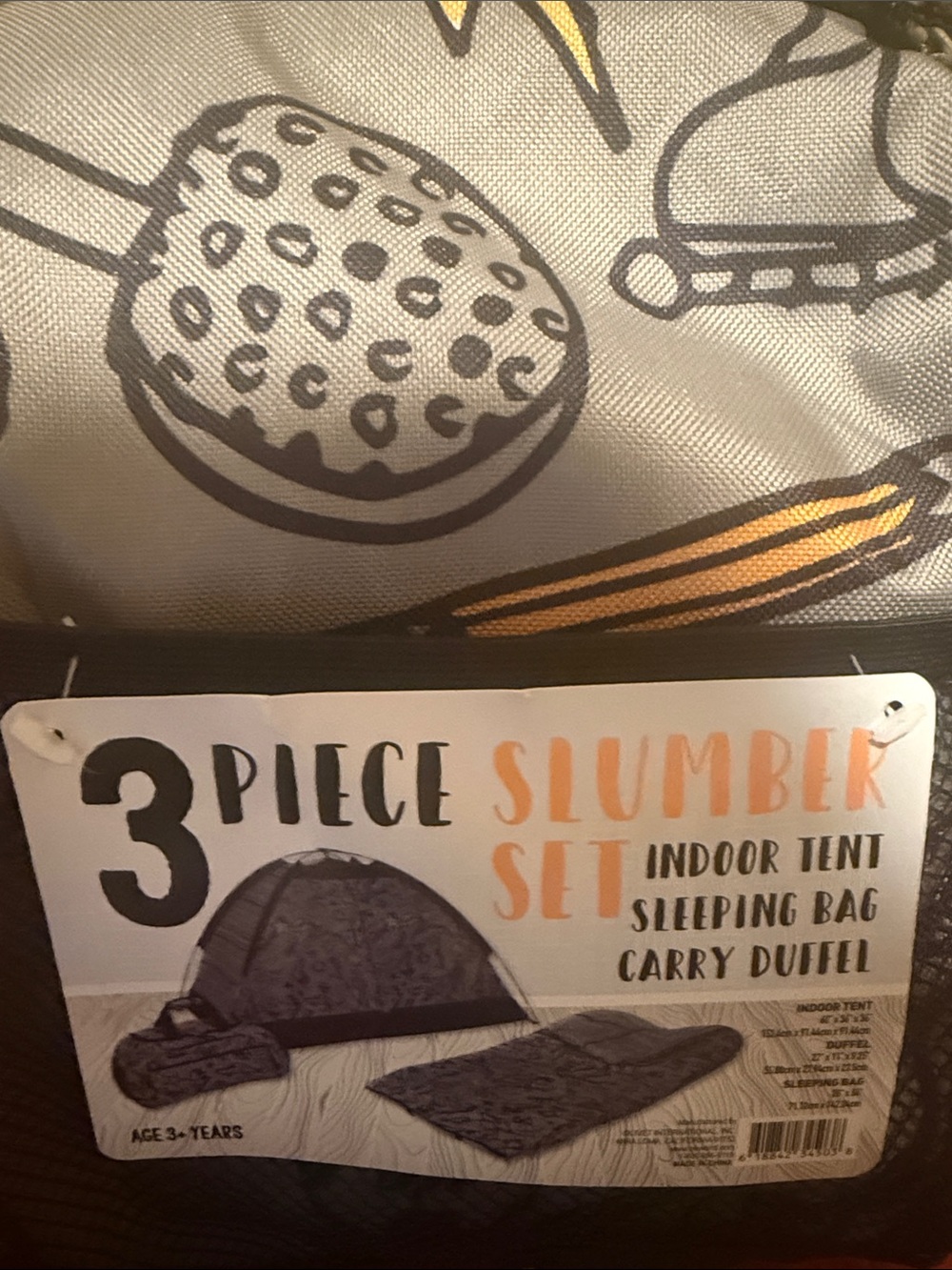 3-Piece Slumber Set Indoor Tent Sleeping Bag & Carry Duffel - Gray/Orange